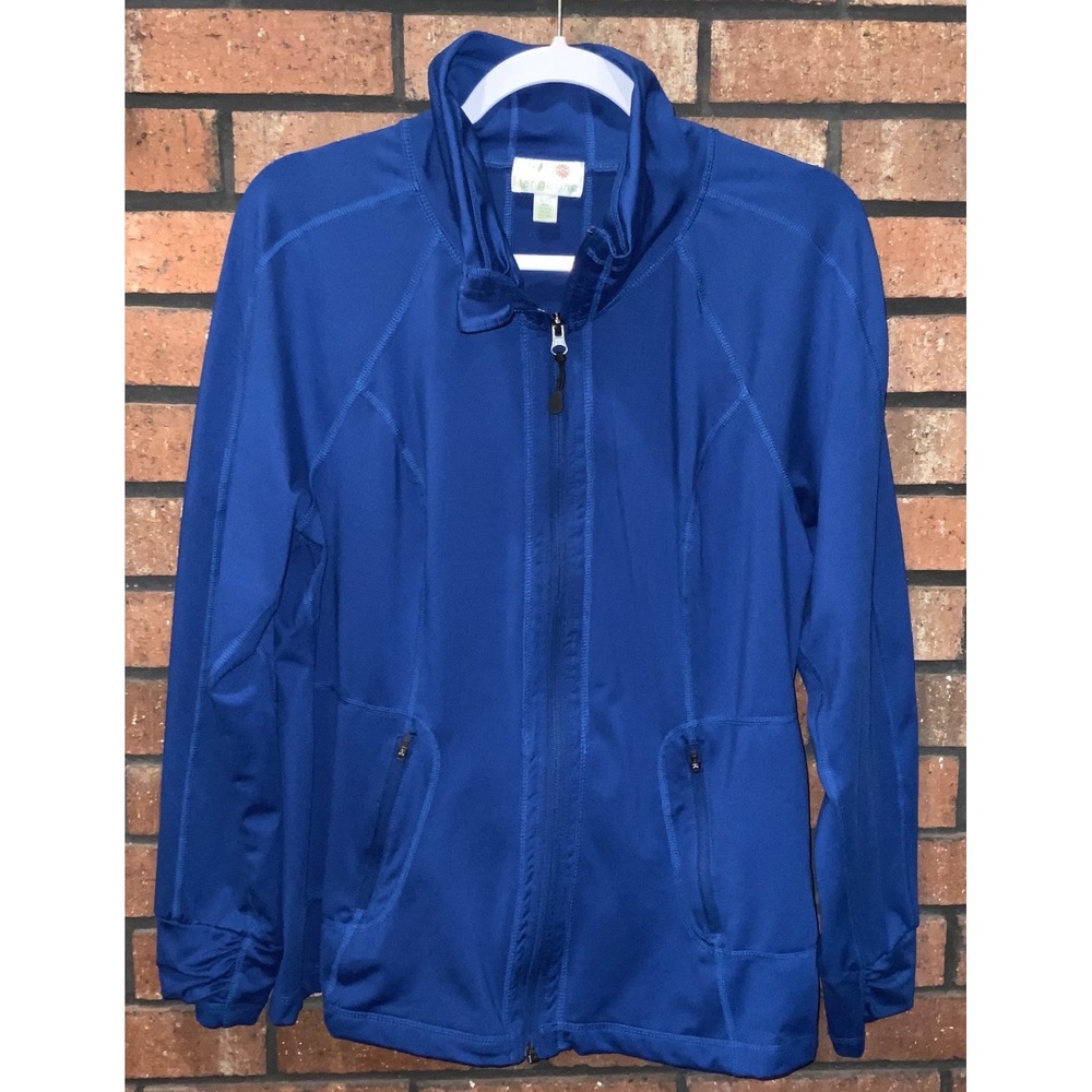 Tangerine Womens Royal Blue Full Zip Mock Neck Activewear Track Jacket Size XL